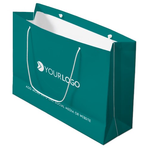 Custom company logo branded business gifts teal large gift bag