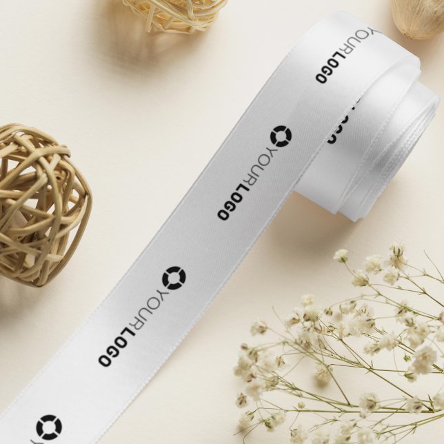 Custom company logo branded business gifts white s satin ribbon (Custom company logo branded business gifts white s satin ribbon)