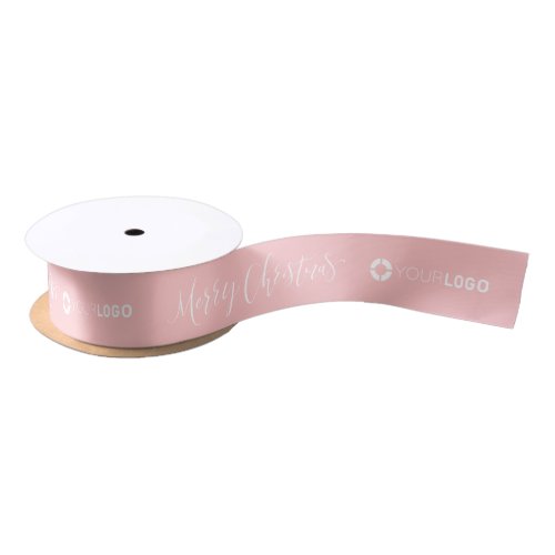 Custom company logo branded Christmas pink Satin Ribbon