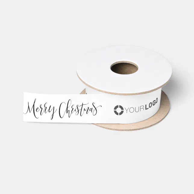 Custom company logo branded gifts Christmas Satin Ribbon | Zazzle