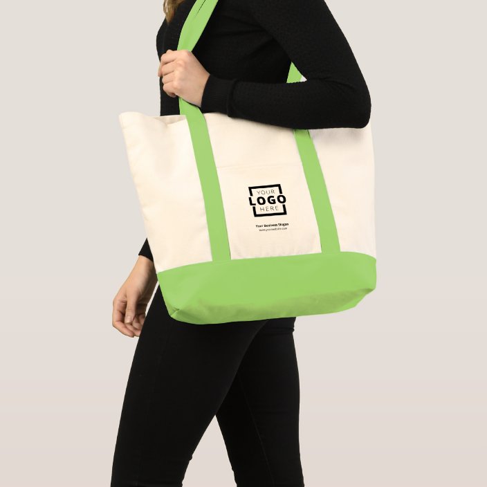 Custom Company Logo Branded Promotional Green Tote Bag | Zazzle.com