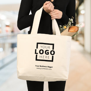 Business Name and Logo on Black Tote Bag