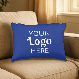 Custom Company Logo Business Brand Promo Navy Blue Accent Pillow