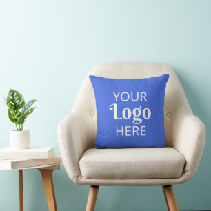 Custom Company Logo Business Branded Royal Blue Throw Pillow