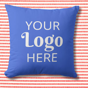 Custom Company Logo Business Branded Royal Blue Throw Pillow