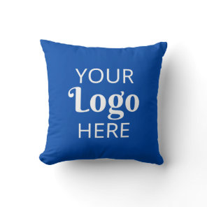 Custom Company Logo Business Branding Cobalt Blue Throw Pillow