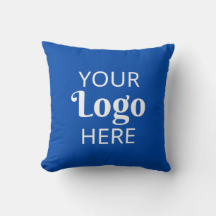 Custom Company Logo Business Branding Cobalt Blue Throw Pillow