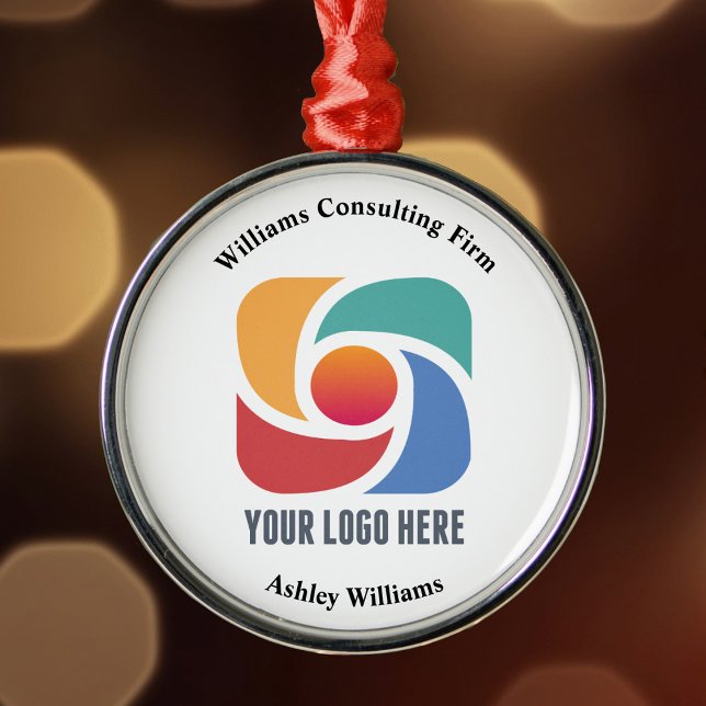 Custom Company Logo Business Christmas Marketing Metal Ornament (Creator Uploaded)