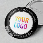 Custom Company Logo Business Corporate Branded Button<br><div class="desc">Create your own custom pinback button pin with your company logo and personalized brand message or contact info. This is a promotional giveaway button for marketing your business on trade shows, conferences, and other company events. You can easily change the background color to match your corporate colors. No minimum order...</div>