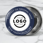 Custom Company Logo Business Corporate Branded Button<br><div class="desc">Create your own custom pinback button pin with your company logo and personalized brand message or contact info. This is a promotional giveaway button for marketing your business on trade shows, conferences, and other company events. You can easily change the background color to match your corporate colors. No minimum order...</div>