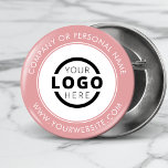 Custom Company Logo Business Corporate Branded Button<br><div class="desc">Create your own custom pinback button pin with your company logo and personalized brand message or contact info. This is a promotional giveaway button for marketing your business on trade shows, conferences, and other company events. You can easily change the background color to match your corporate colors. No minimum order...</div>