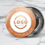 Custom Company Logo Business Corporate Giveaway Button<br><div class="desc">Create your own custom pinback button pin with your company logo and personalized brand message or contact info. This is a promotional giveaway button for marketing your business on trade shows, conferences, and other company events. You can easily change the background color to match your corporate colors. No minimum order...</div>