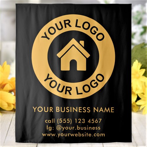Custom Company Logo Business Event Black Tapestry