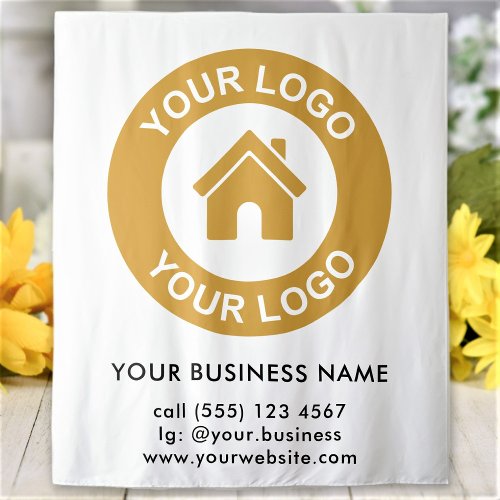 Custom Company Logo Business Event White Tapestry