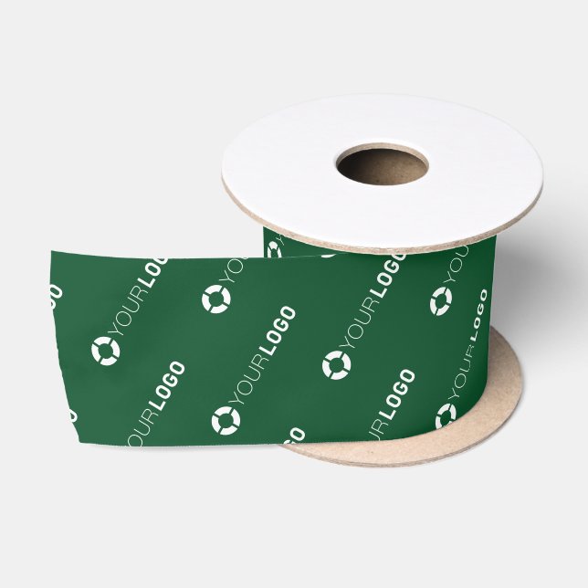Custom company logo business gifts hunter green sa satin ribbon (Spool)
