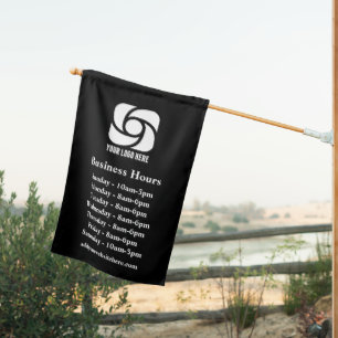 Custom Company Logo Business Hours Black House Flag
