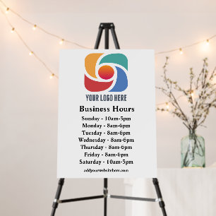 Custom Company Logo Business Hours Minimalist Foam Board