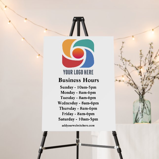 Custom Company Logo Business Hours Minimalist Foam Board (In Situ (Stand))