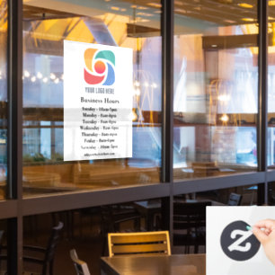 Custom Company Logo Business Hours Minimalist Window Cling