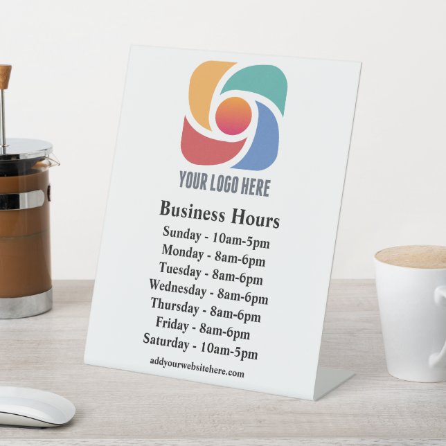 Custom Company Logo Business Hours Store Pedestal Sign (In SItu)