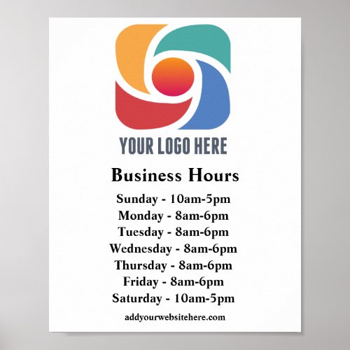 Custom Company Logo Business Hours Store Poster