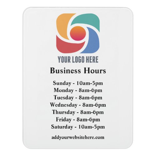 Custom Company Logo Business Hours Welcome Door Sign