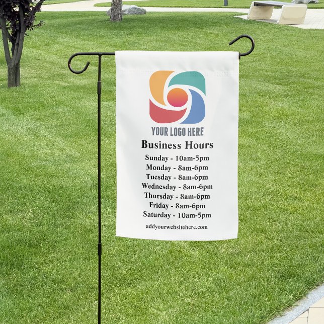 Custom Company Logo Business Hours Welcome Garden Flag (Creator Uploaded)
