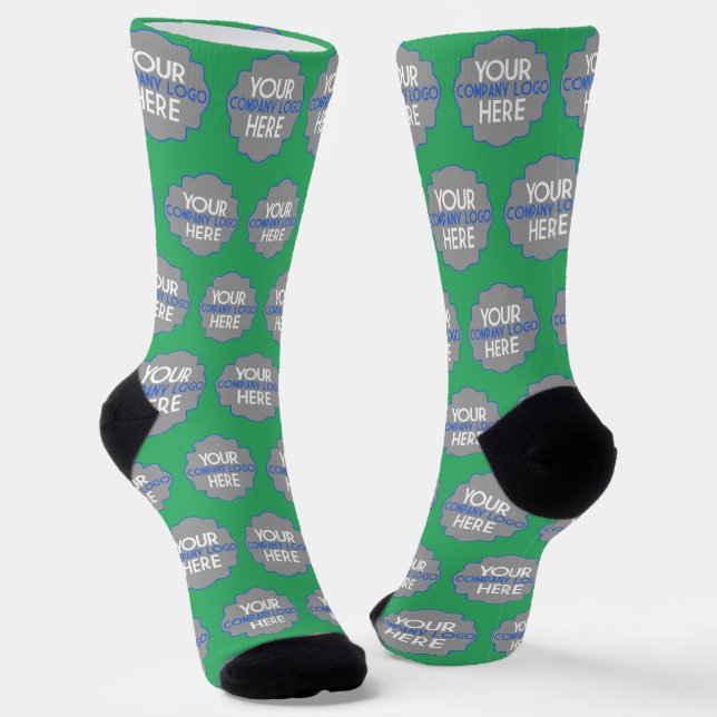 Custom Company Logo Business Light Green Socks (Angled)