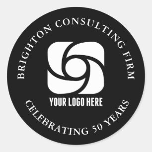 Custom Company Logo Business Marketing Black Classic Round Sticker