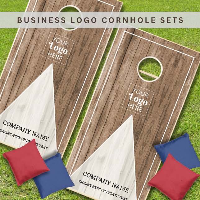 Custom Company Logo Business Name Rustic Wood   Cornhole Set (Custom Company Logo Business Name Rustic Wood Cornhole Set)