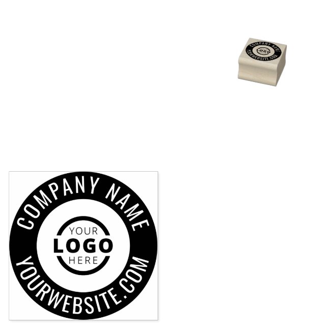Custom Company Logo Business Name Website Rubber Stamp (Stamped)