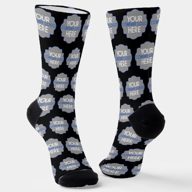 Custom Company Logo Business Promo Black Socks (Angled)
