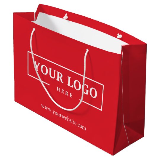 Custom Company Logo Business Promo Red Shopping Large Gift Bag | Zazzle.com