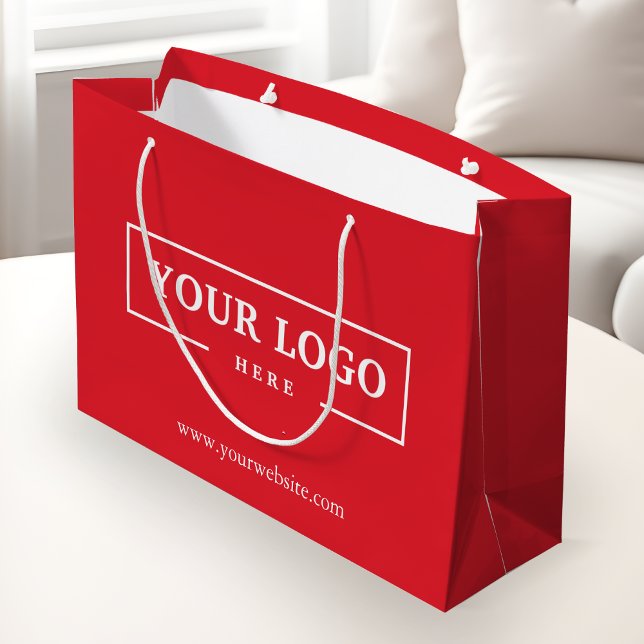 Custom Company Logo Business Promo Red Shopping Large Gift Bag (Creator Uploaded)