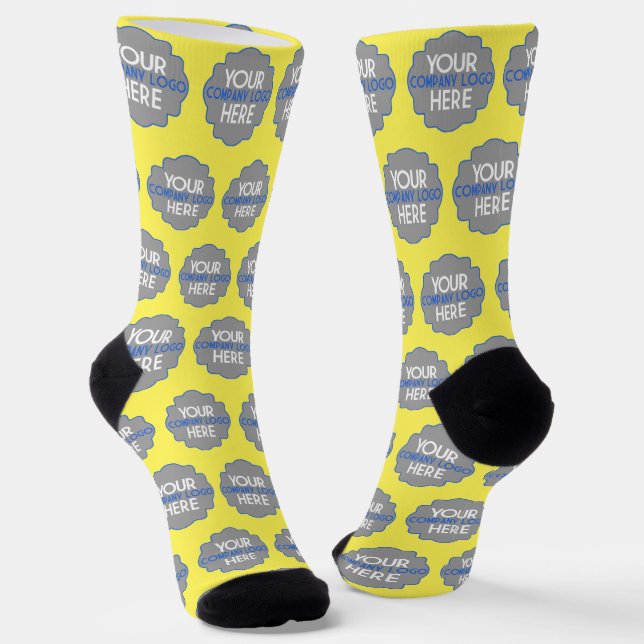 Custom Company Logo Business Promo Yellow Socks (Angled)