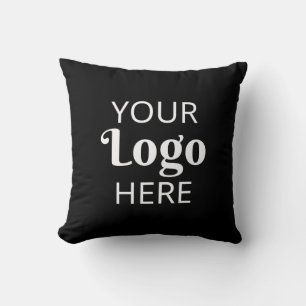 Custom Company Logo Business Promotional Black Throw Pillow