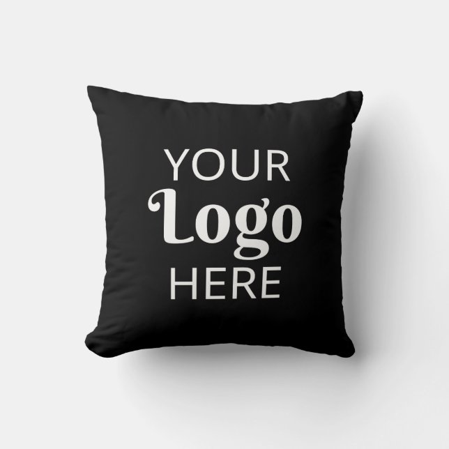Custom Company Logo Business Promotional  Black Throw Pillow (Front)
