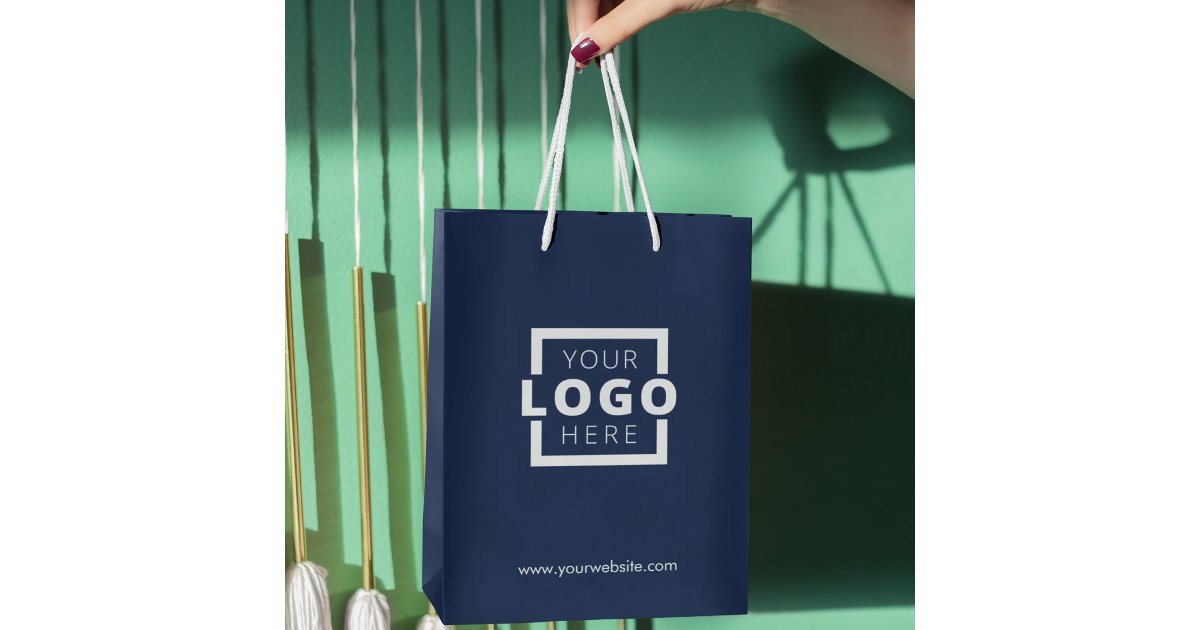 Custom Company Logo Business Promotional Blue Gift Medium Gift Bag | Zazzle