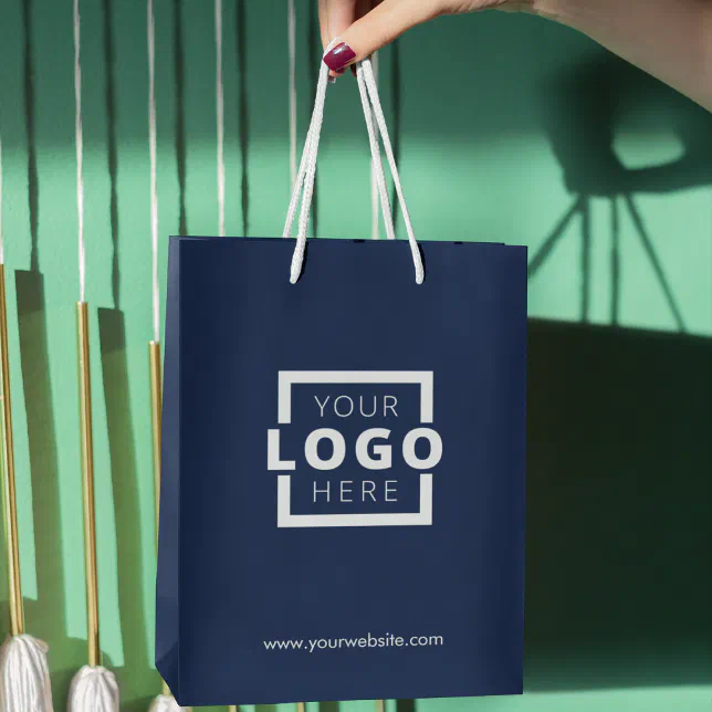 Custom Company Logo Business Promotional Blue Gift Medium Gift Bag | Zazzle