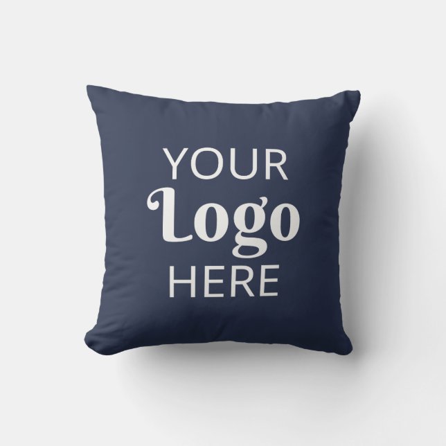 Custom Company Logo Business Promotional  Blue Throw Pillow (Front)