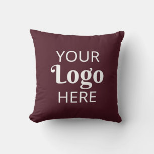 Custom Company Logo Business Promotional Burgundy Throw Pillow