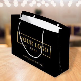 Custom Black Gift Bag with Company Logo 12.5 x 9