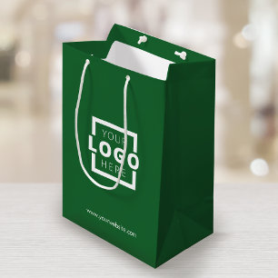 Custom Company Logo Business Promotional Green Medium Gift Bag