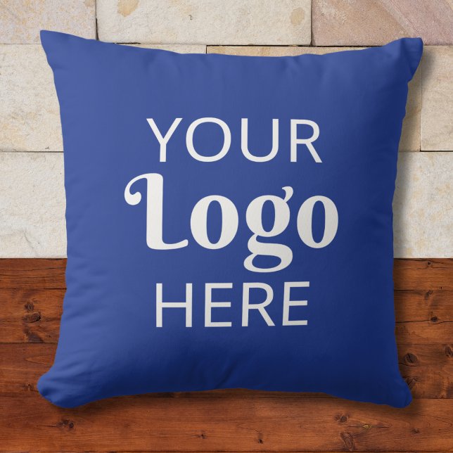 Custom Company Logo Business Promotional Navy Blue Throw Pillow (Creator Uploaded)