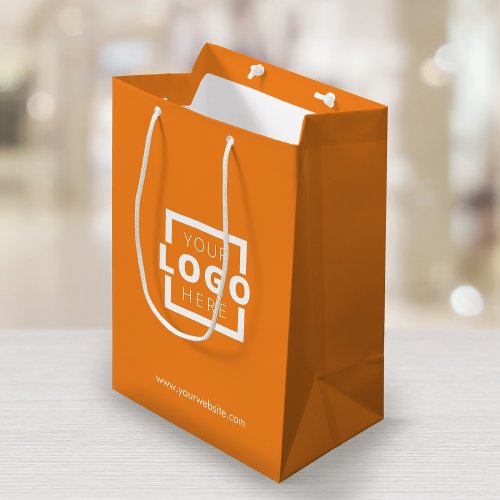 Custom Company Logo Business Promotional Orange Medium Gift Bag