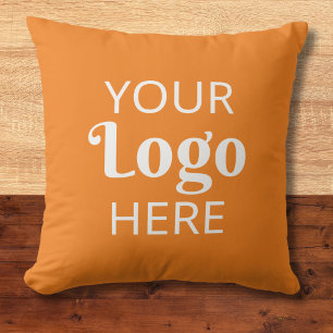 Custom Company Logo Business Promotional Orange Throw Pillow