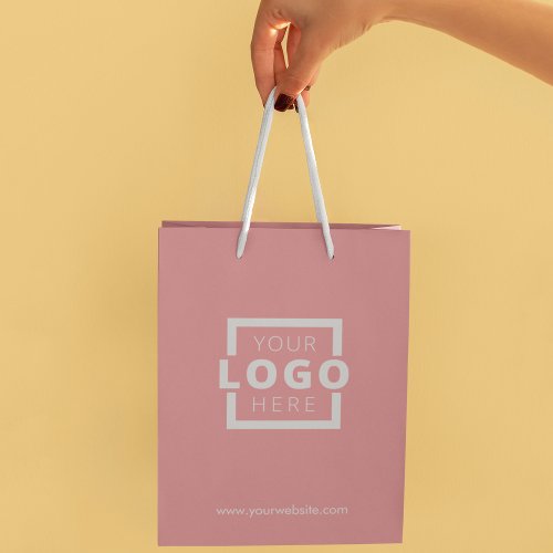 Custom Company Logo Business Promotional Pink Medium Gift Bag