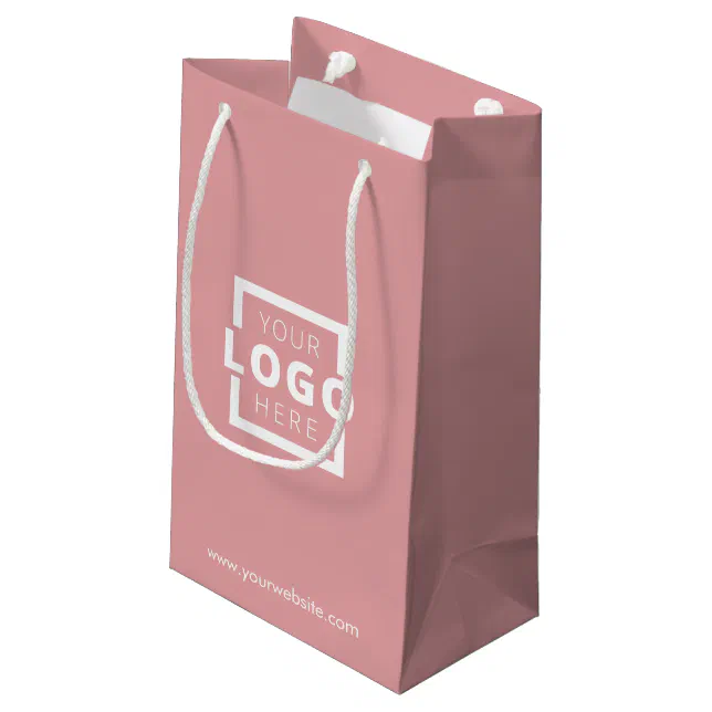 Custom Company Logo Business Promotional Pink Small Gift Bag | Zazzle