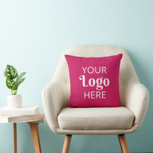 Custom Company Logo Business Promotional Pink Throw Pillow