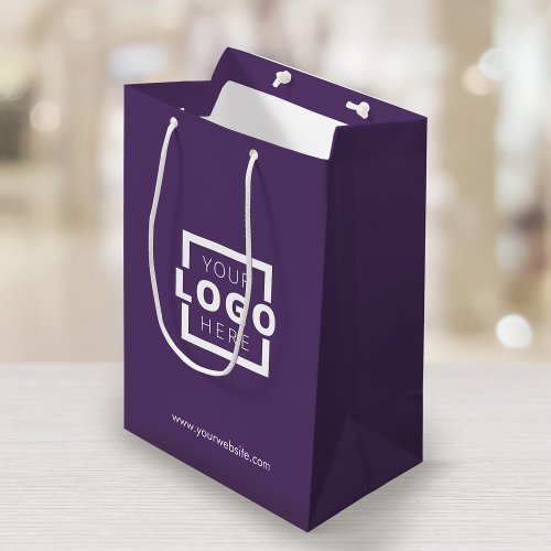 Custom Company Logo Business Promotional Purple Medium Gift Bag